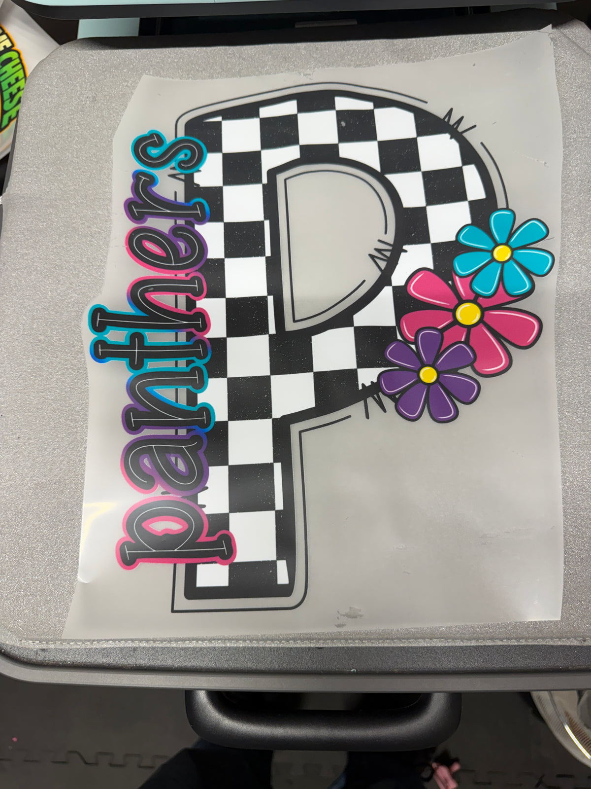Panthers Floral Letter P DTF Transfer ready-to-press DTF transfer