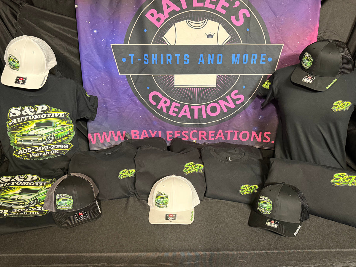 Completed S and P Automotive shirts and hats